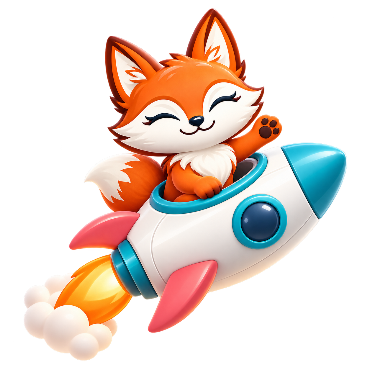 Bizzy Fox taking off on a rocket